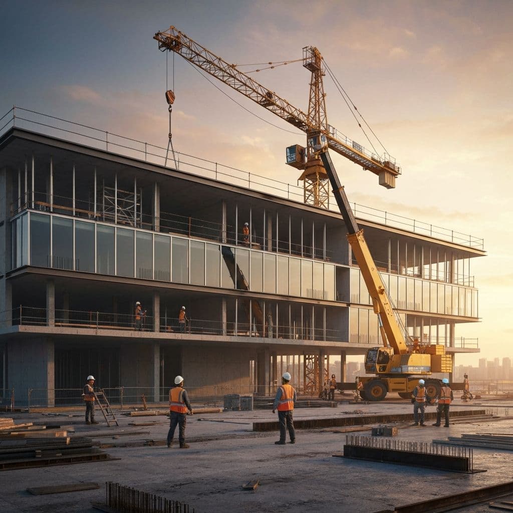 Luxury construction site at golden hour